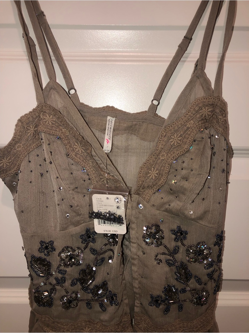 New Intimately Free People FP Class Act Crystal Beaded Cami Shirt Top sz XS - Picture 5 of 8